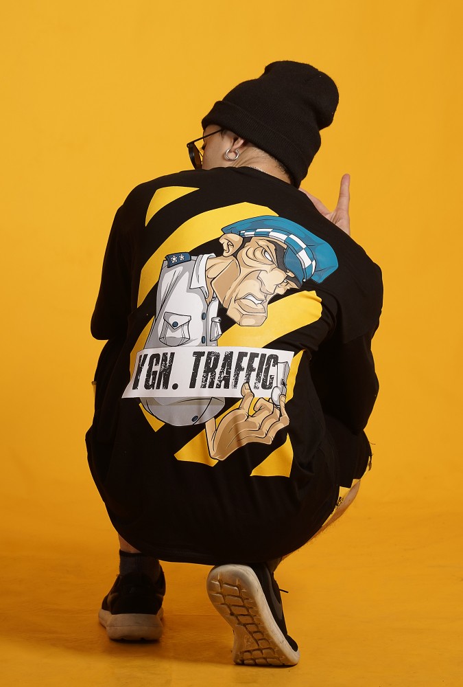 Ygn Traffic Police Oversized T-Shirt Boy (Black)